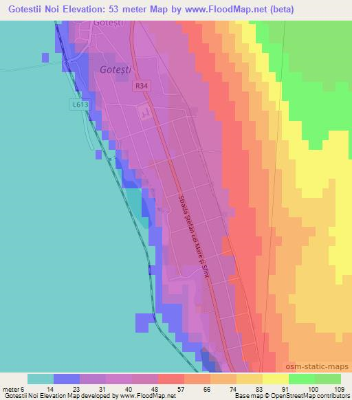 Gotestii Noi,Moldova Elevation Map