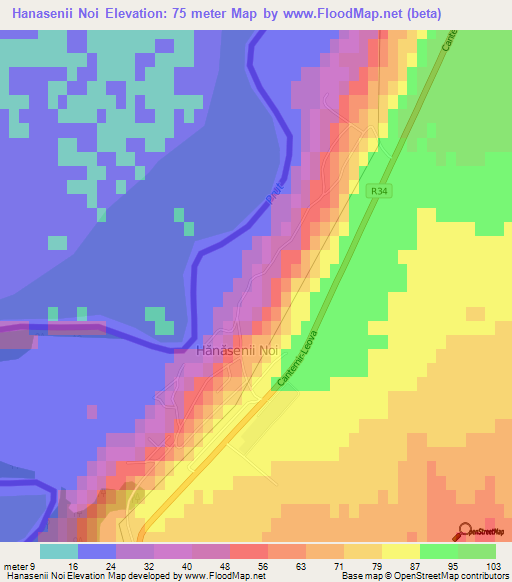 Hanasenii Noi,Moldova Elevation Map