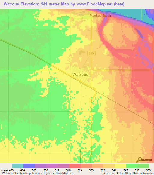 Watrous,Canada Elevation Map