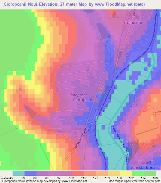 Cioropcanii Noui,Moldova Elevation Map