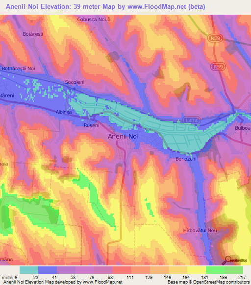 Anenii Noi,Moldova Elevation Map