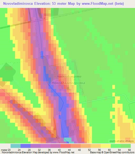 Novovladimirovca,Moldova Elevation Map