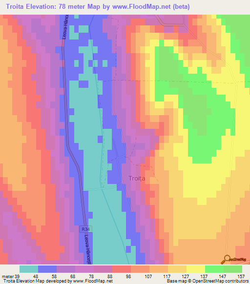 Troita,Moldova Elevation Map