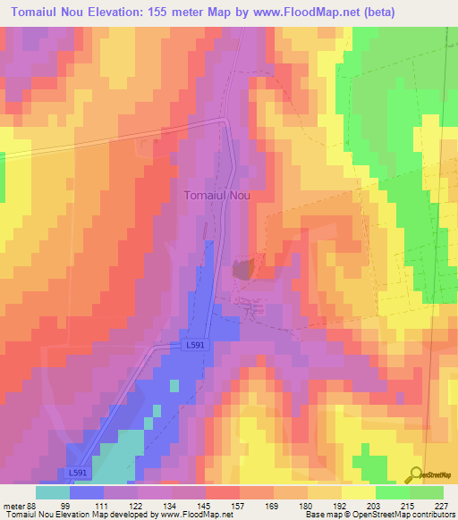 Tomaiul Nou,Moldova Elevation Map