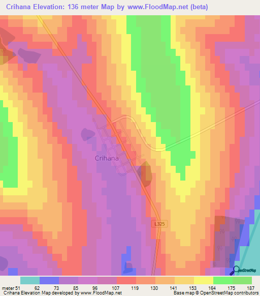 Crihana,Moldova Elevation Map