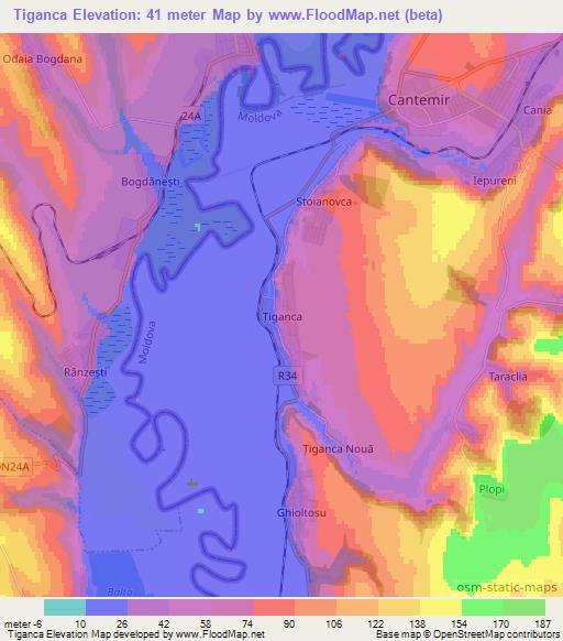 Tiganca,Moldova Elevation Map