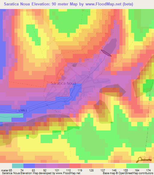 Saratica Noua,Moldova Elevation Map