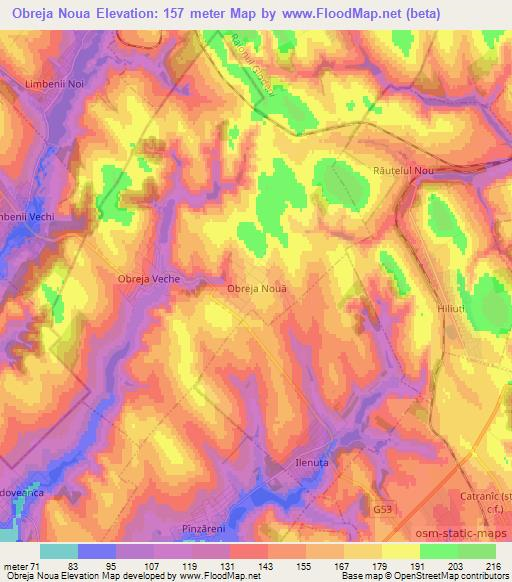 Obreja Noua,Moldova Elevation Map