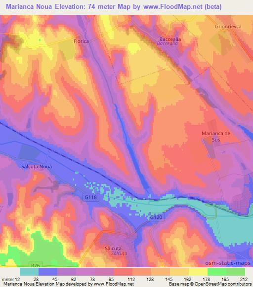 Marianca Noua,Moldova Elevation Map