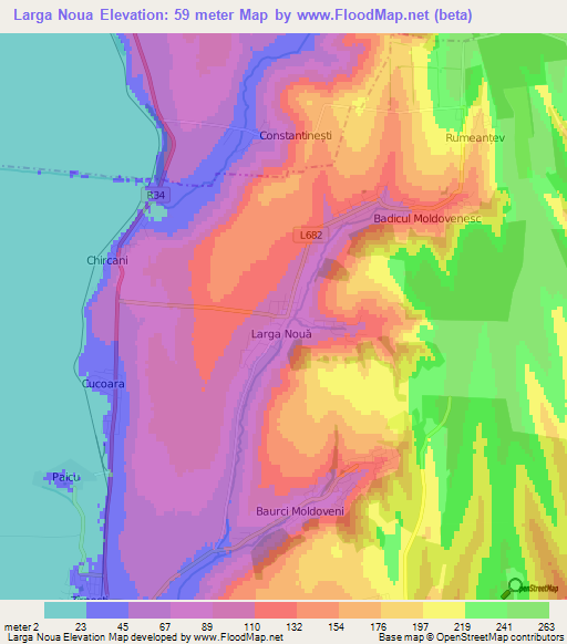 Larga Noua,Moldova Elevation Map