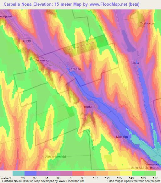 Carbalia Noua,Moldova Elevation Map