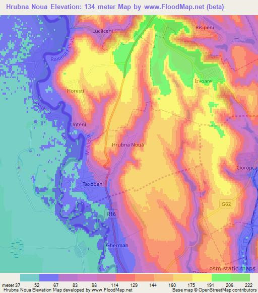 Hrubna Noua,Moldova Elevation Map