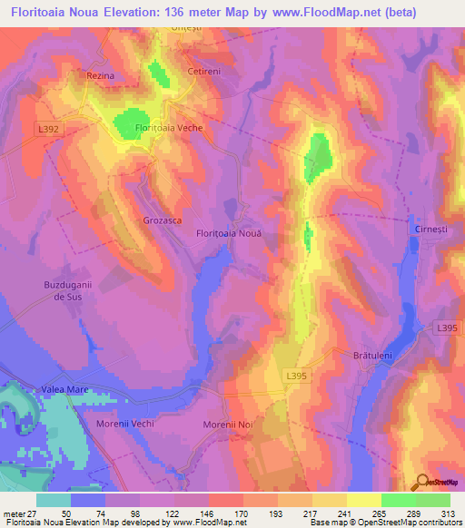 Floritoaia Noua,Moldova Elevation Map