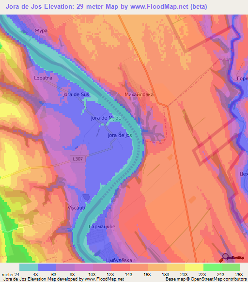 Jora de Jos,Moldova Elevation Map