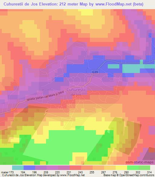 Cuhurestii de Jos,Moldova Elevation Map