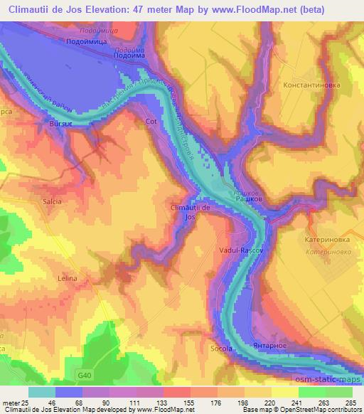 Climautii de Jos,Moldova Elevation Map