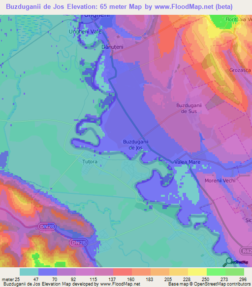 Buzduganii de Jos,Moldova Elevation Map