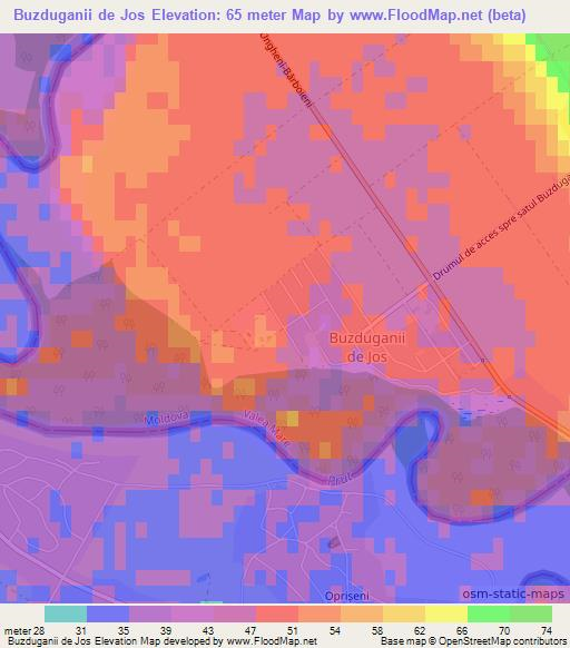 Buzduganii de Jos,Moldova Elevation Map