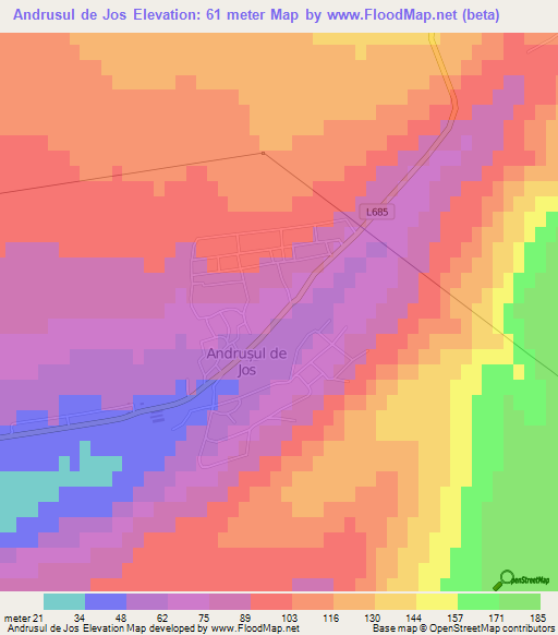 Andrusul de Jos,Moldova Elevation Map