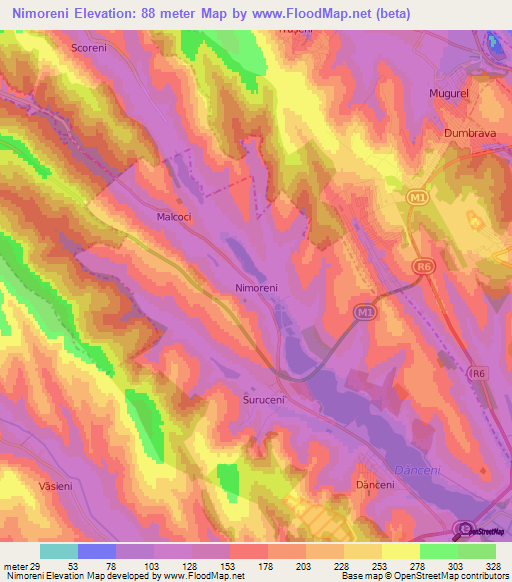 Nimoreni,Moldova Elevation Map