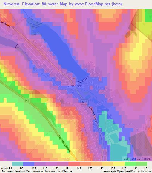 Nimoreni,Moldova Elevation Map