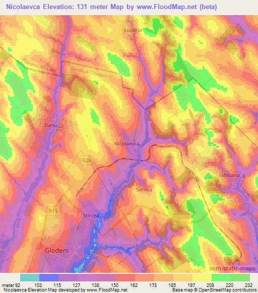 Nicolaevca,Moldova Elevation Map