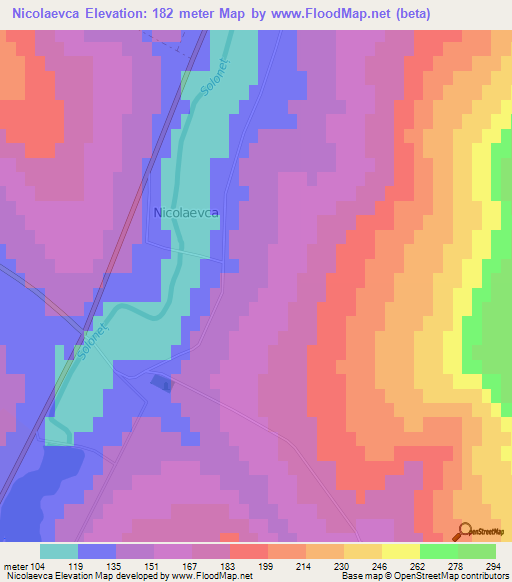 Nicolaevca,Moldova Elevation Map