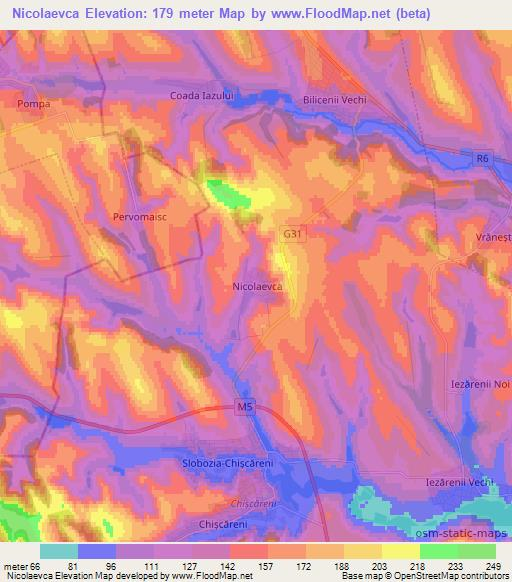 Nicolaevca,Moldova Elevation Map