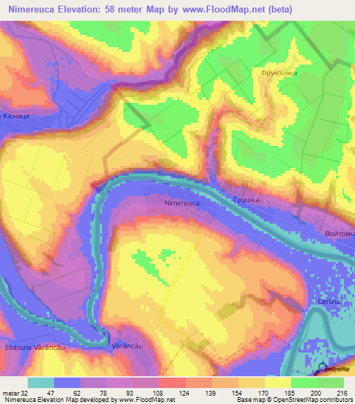 Nimereuca,Moldova Elevation Map