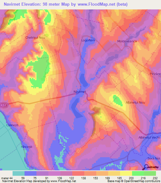 Navirnet,Moldova Elevation Map