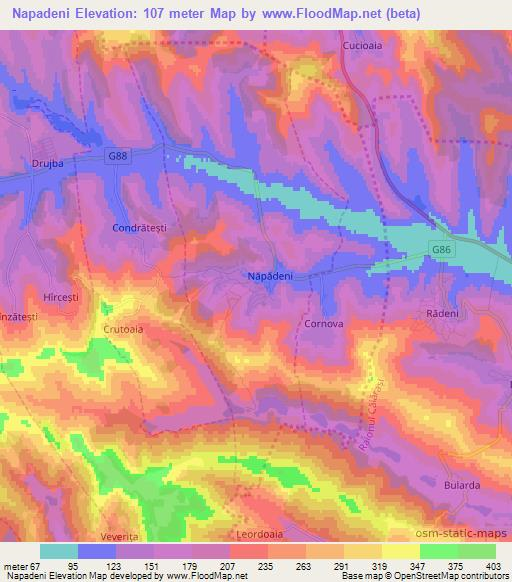 Napadeni,Moldova Elevation Map