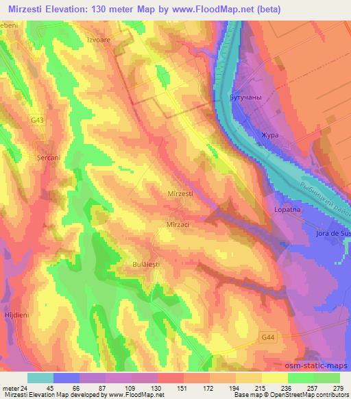 Mirzesti,Moldova Elevation Map