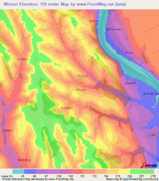 Mirzaci,Moldova Elevation Map