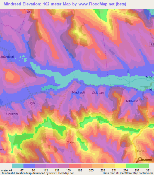 Mindresti,Moldova Elevation Map