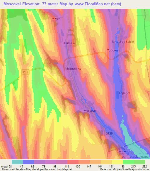 Moscovei,Moldova Elevation Map
