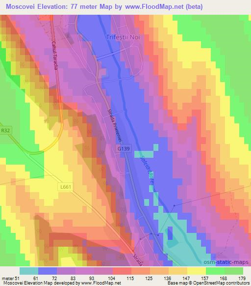 Moscovei,Moldova Elevation Map