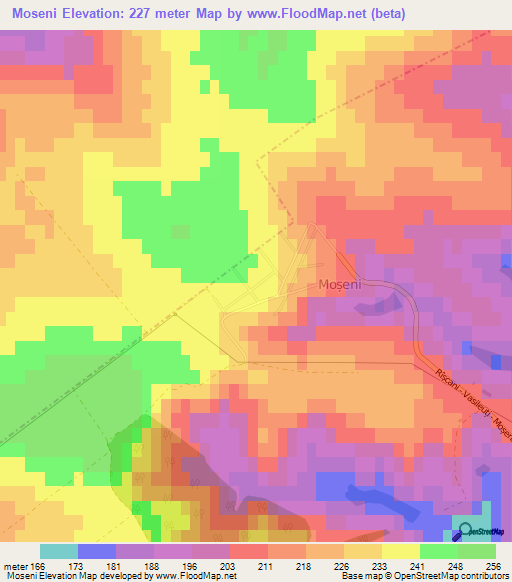 Moseni,Moldova Elevation Map