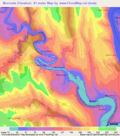 Morovaia,Moldova Elevation Map