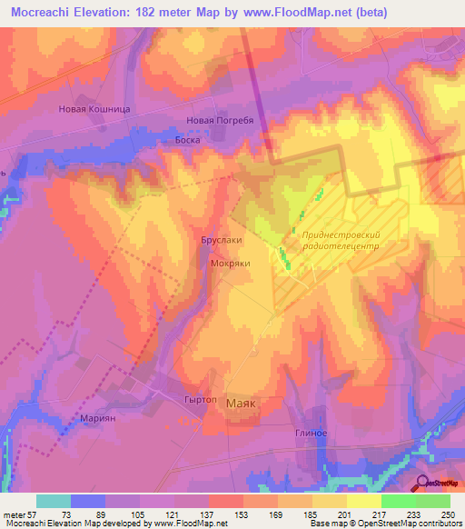 Mocreachi,Moldova Elevation Map