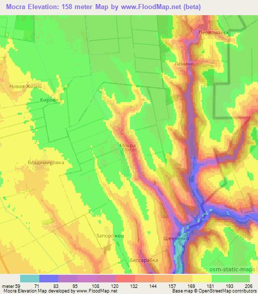 Mocra,Moldova Elevation Map