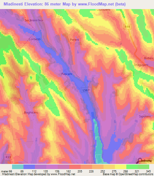 Mladinesti,Moldova Elevation Map