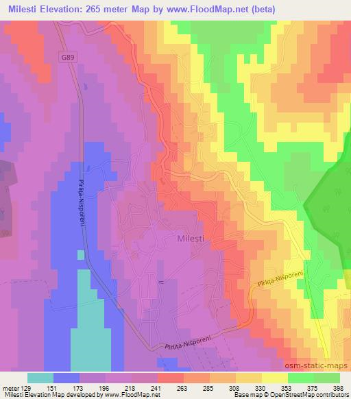 Milesti,Moldova Elevation Map