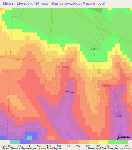 Miclesti,Moldova Elevation Map