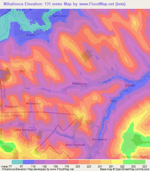 Mihailovca,Moldova Elevation Map