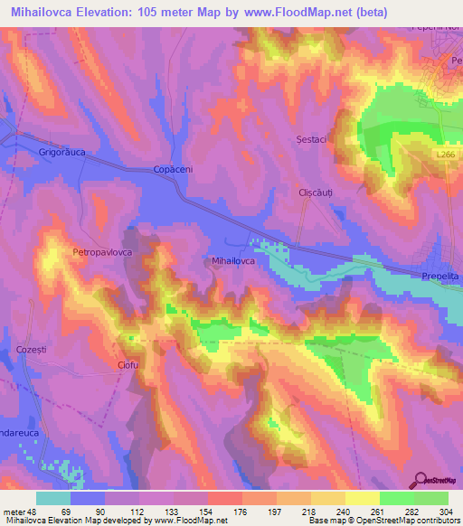 Mihailovca,Moldova Elevation Map