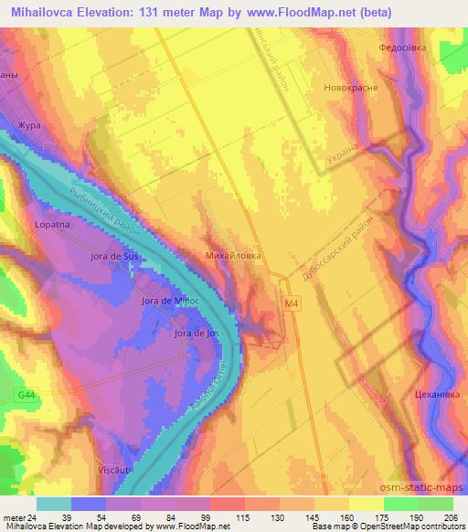 Mihailovca,Moldova Elevation Map