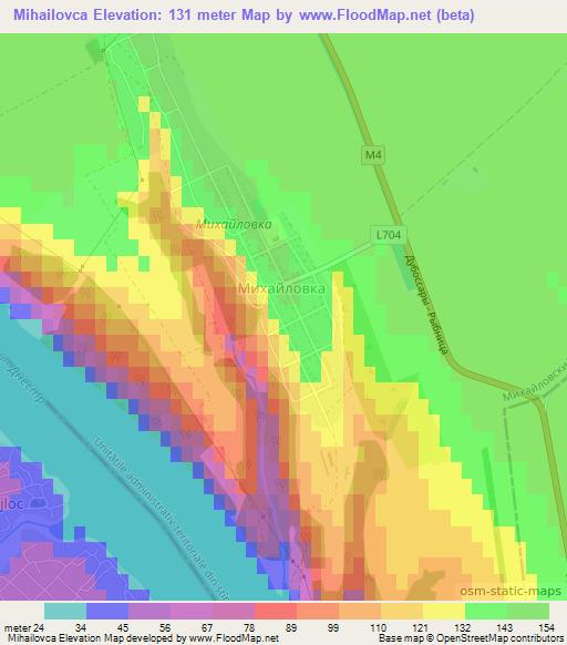 Mihailovca,Moldova Elevation Map