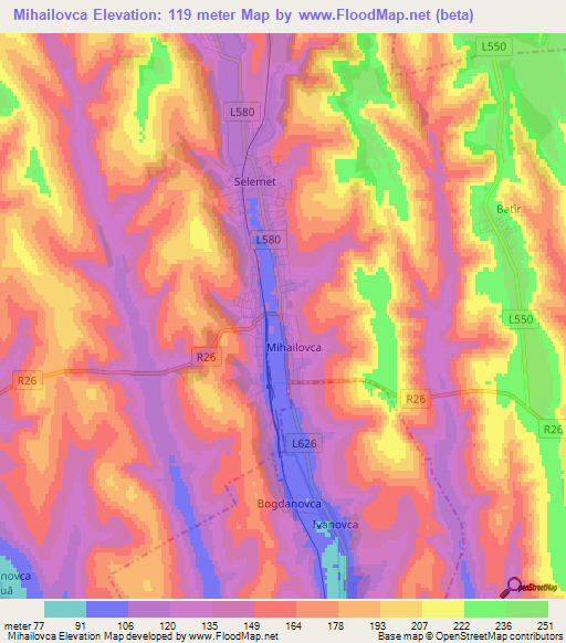 Mihailovca,Moldova Elevation Map