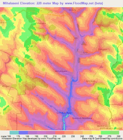 Mihalaseni,Moldova Elevation Map