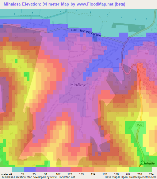 Mihalasa,Moldova Elevation Map